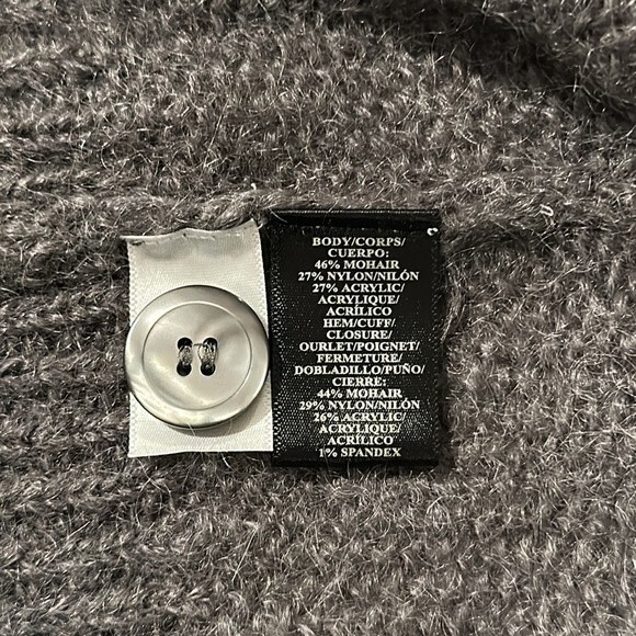 Ann Taylor Women’s Mohair Blend Open Front Cadigan Front Pockets Grey Size M - Picture 7 of 7